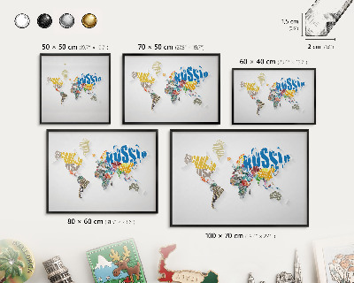 Metal wall board for magnets in a black frame Color map