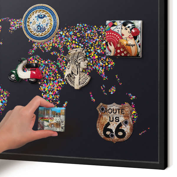 Vacation magnet board with a black frame Color map