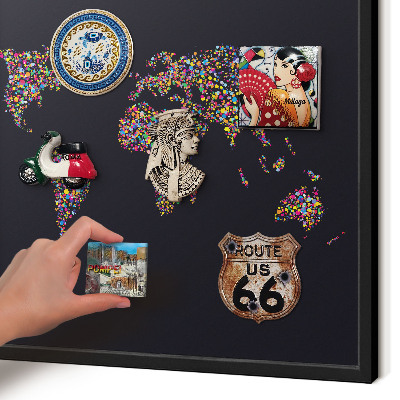 Vacation magnet board with a black frame Color map