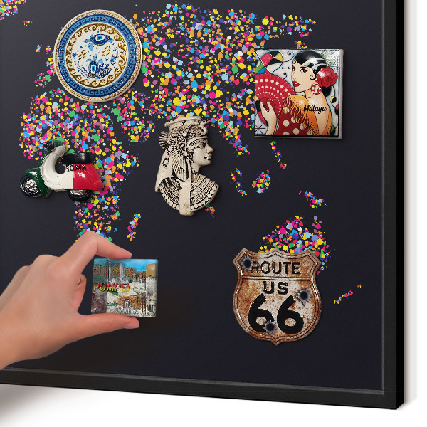 Vacation magnet board with a black frame Color map
