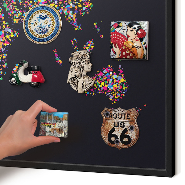 Vacation magnet board with a black frame Color map