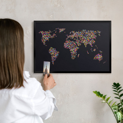 Vacation magnet board with a black frame Color map