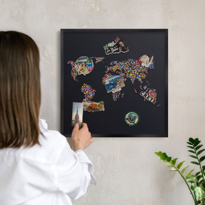 Vacation magnet board with a black frame Color map