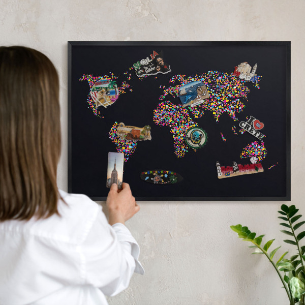 Vacation magnet board with a black frame Color map