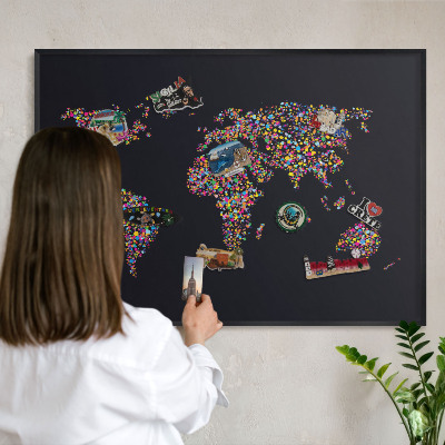 Vacation magnet board with a black frame Color map