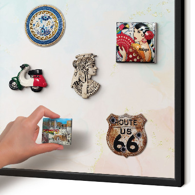 Metal wall board for magnets in a black frame Pastel elegance