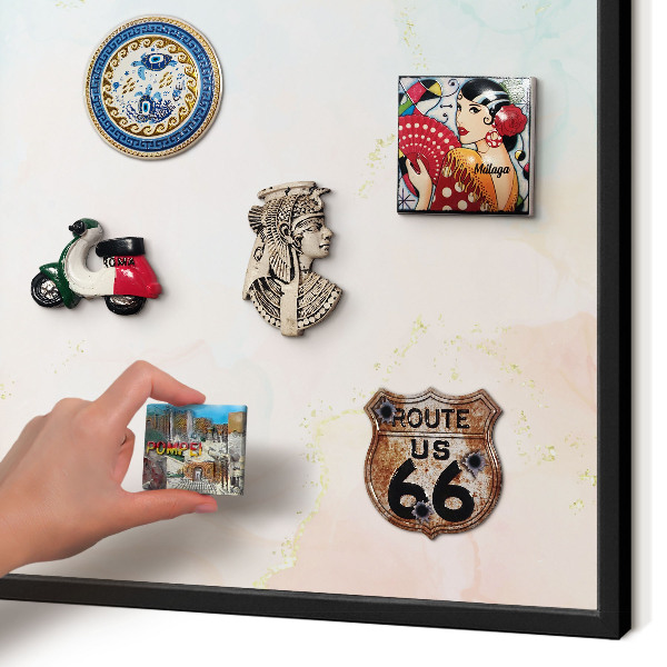 Metal wall board for magnets in a black frame Pastel elegance