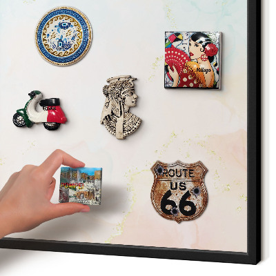 Metal wall board for magnets in a black frame Pastel elegance