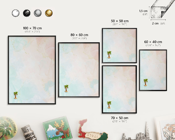 Metal wall board for magnets in a black frame Pastel elegance