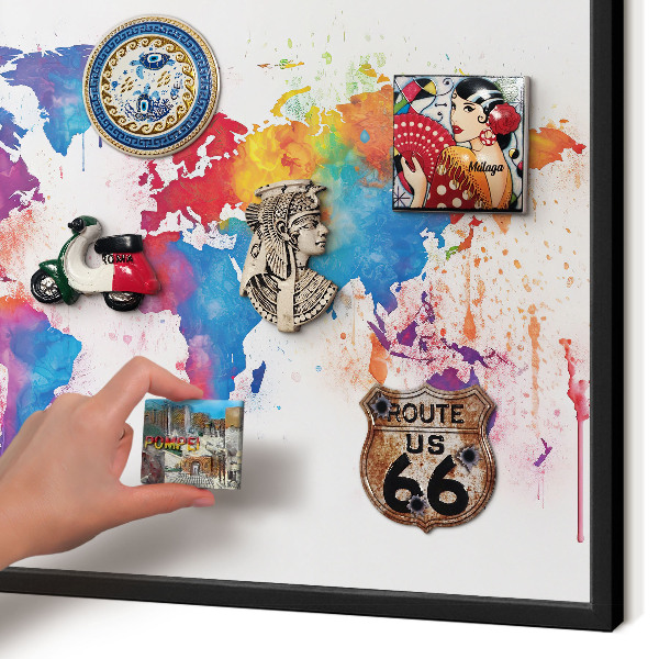 Vacation magnet board with a black frame Color map