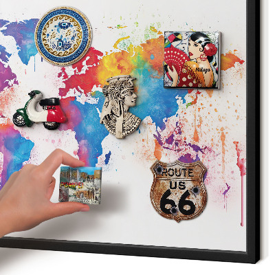 Vacation magnet board with a black frame Color map
