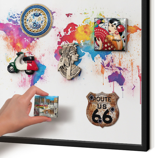Vacation magnet board with a black frame Color map