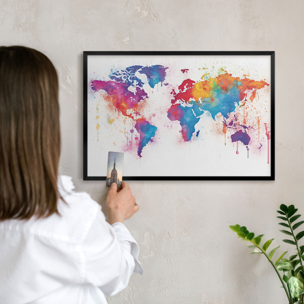 Vacation magnet board with a black frame Color map