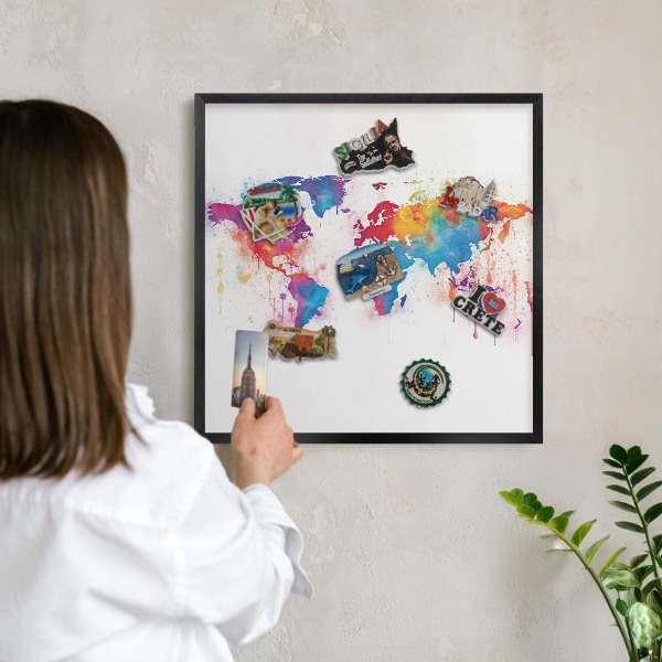 Vacation magnet board with a black frame Color map