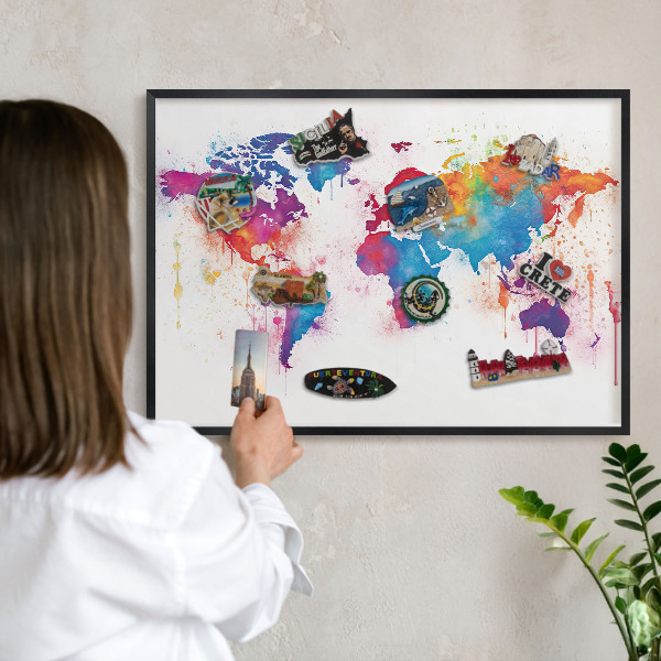 Vacation magnet board with a black frame Color map