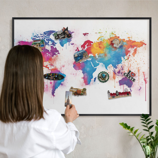 Vacation magnet board with a black frame Color map