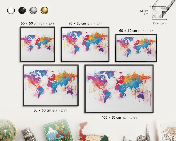Vacation magnet board with a black frame Color map