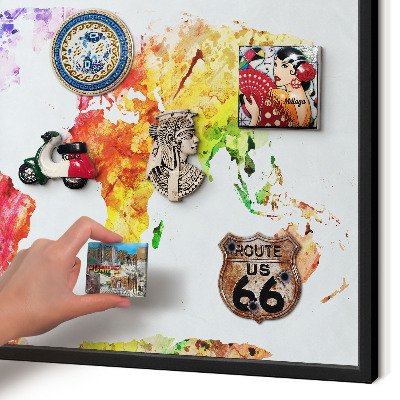 Metal wall board for magnets in a black frame Color map