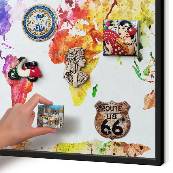 Metal wall board for magnets in a black frame Color map