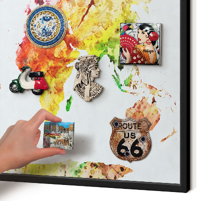 Metal wall board for magnets in a black frame Color map