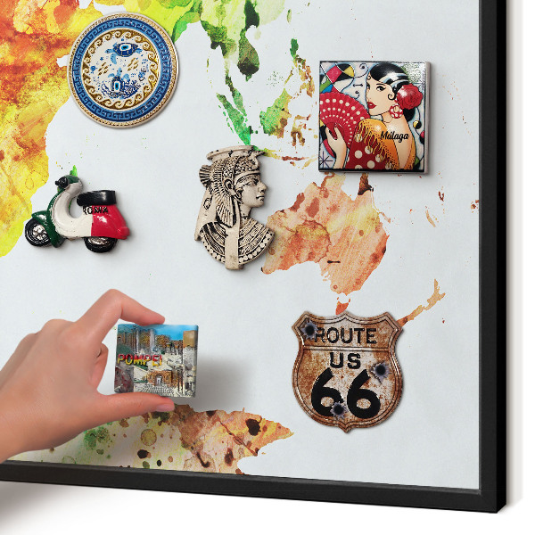 Metal wall board for magnets in a black frame Color map