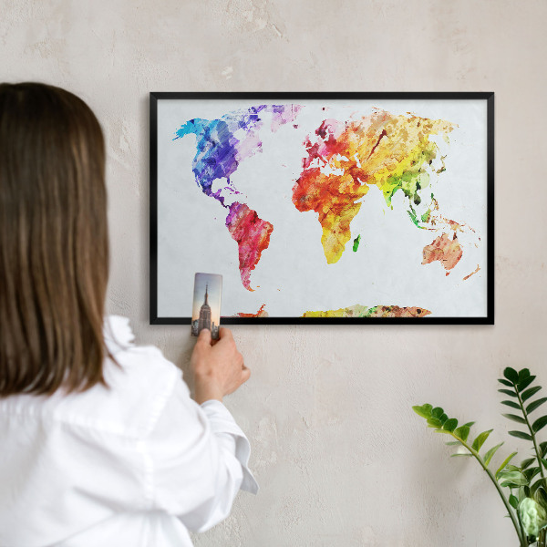Metal wall board for magnets in a black frame Color map