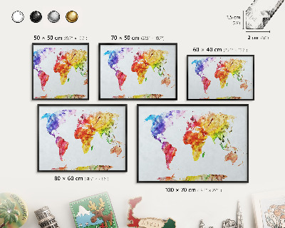 Metal wall board for magnets in a black frame Color map