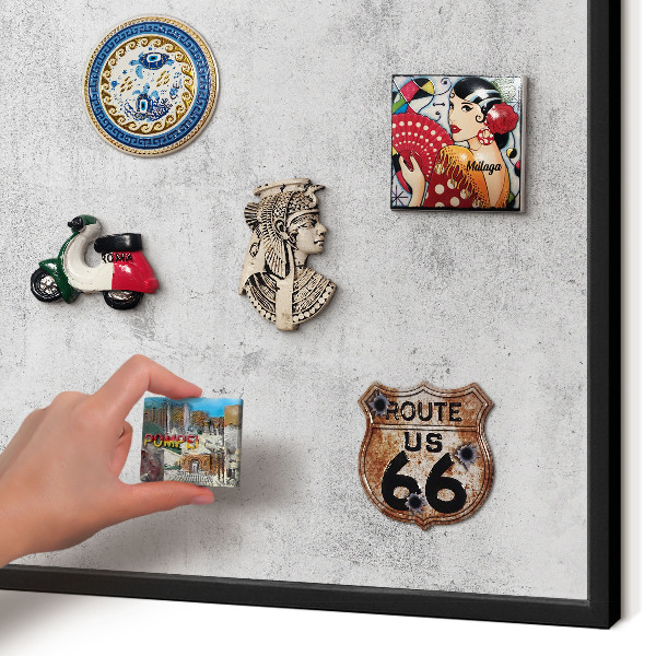 Vacation magnet board with a black frame Raw concrete