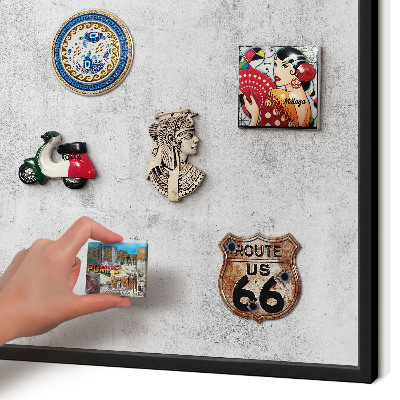Vacation magnet board with a black frame Raw concrete