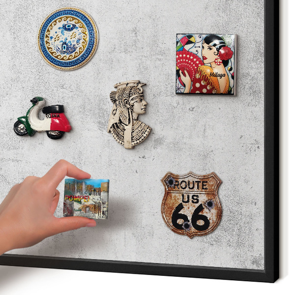 Vacation magnet board with a black frame Raw concrete