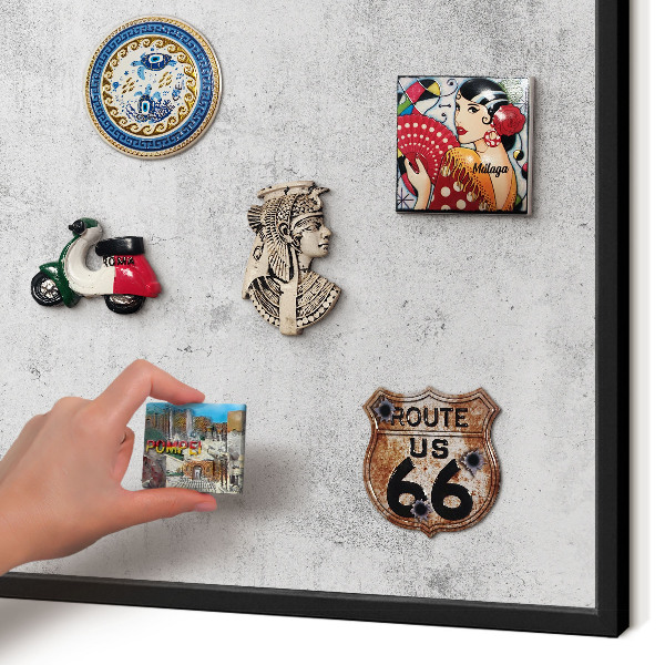 Vacation magnet board with a black frame Raw concrete