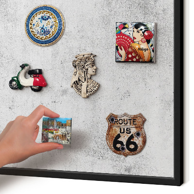 Vacation magnet board with a black frame Raw concrete