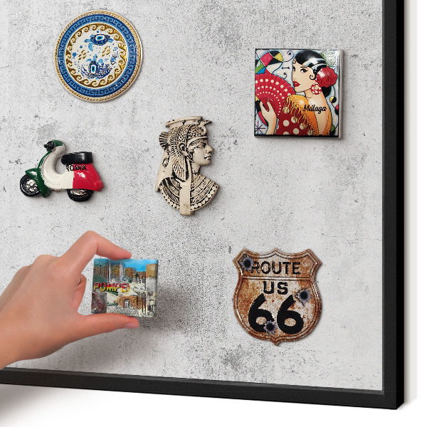 Vacation magnet board with a black frame Raw concrete