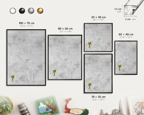 Vacation magnet board with a black frame Raw concrete