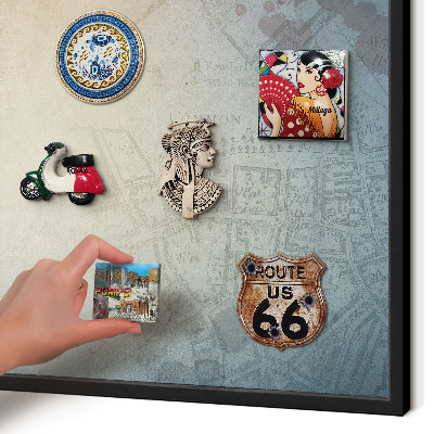 Vacation magnet board with a black frame Old map