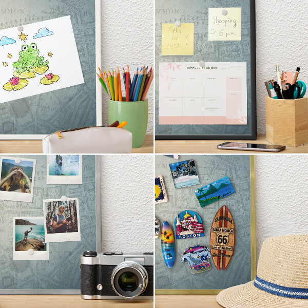Vacation magnet board with a black frame Old map