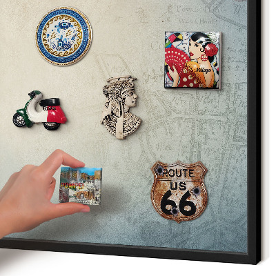 Vacation magnet board with a black frame Old map