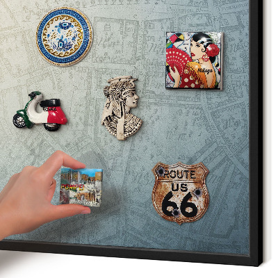Vacation magnet board with a black frame Old map
