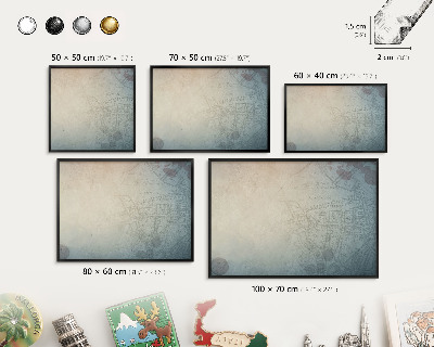 Vacation magnet board with a black frame Old map