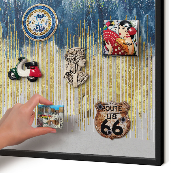 Vacation magnet board with a black frame Abstract forest
