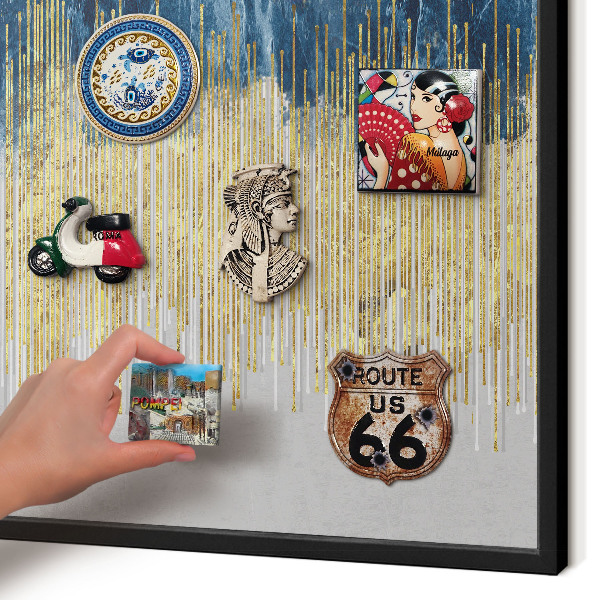 Vacation magnet board with a black frame Abstract forest