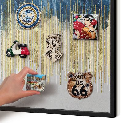Vacation magnet board with a black frame Abstract forest