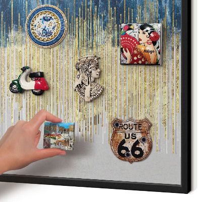 Vacation magnet board with a black frame Abstract forest