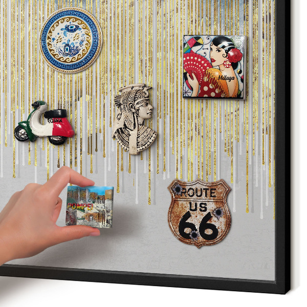 Vacation magnet board with a black frame Abstract forest
