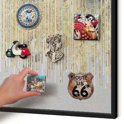 Vacation magnet board with a black frame Abstract forest