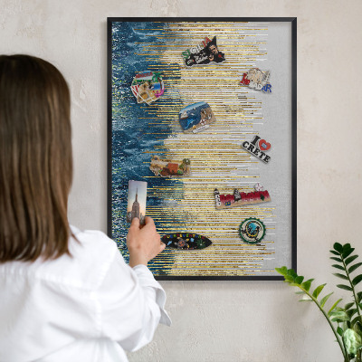 Vacation magnet board with a black frame Abstract forest