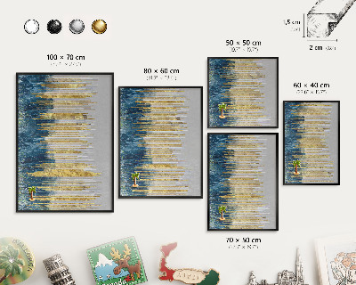 Vacation magnet board with a black frame Abstract forest
