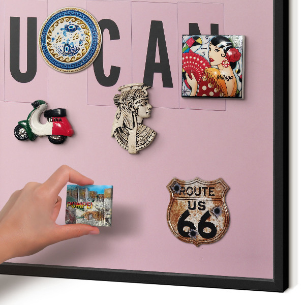 Metal wall board for magnets in a black frame Motivation every day
