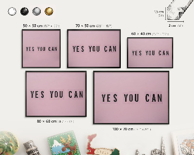 Metal wall board for magnets in a black frame Motivation every day