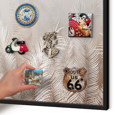 Vacation magnet board with a black frame Leaves nature